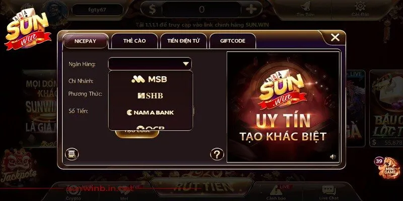 Nạp Tiền Sunwin Nhanh Chóng, An Toàn Và Cực Kỳ Tiện Lợi 2 Sunwin Chuyển khoản ngân hàng được chọn lựa bởi thao tác đơn giản và nhanh chóng